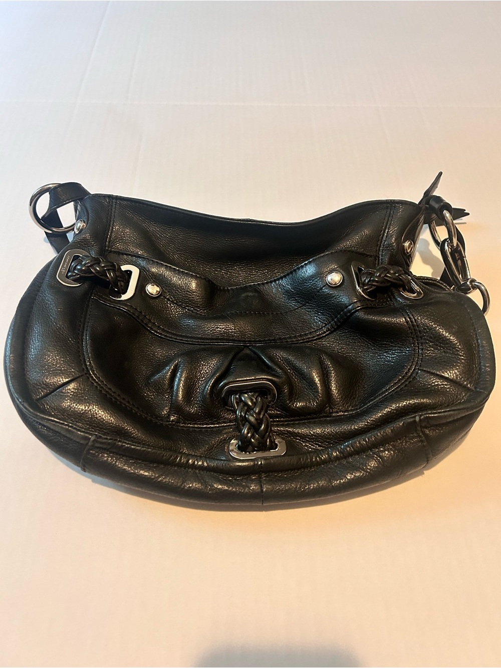 b. makowsky, Y2K, Slouchy, Pebbled Black Leather, Shoulder Bag